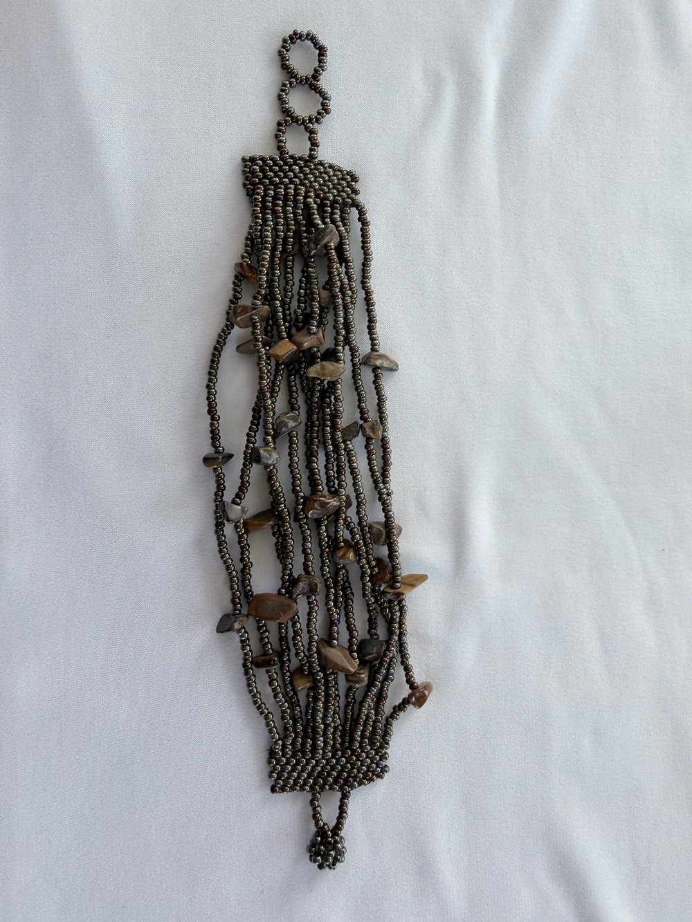 Beaded Multi-Strand Brown&Grey Bracelet